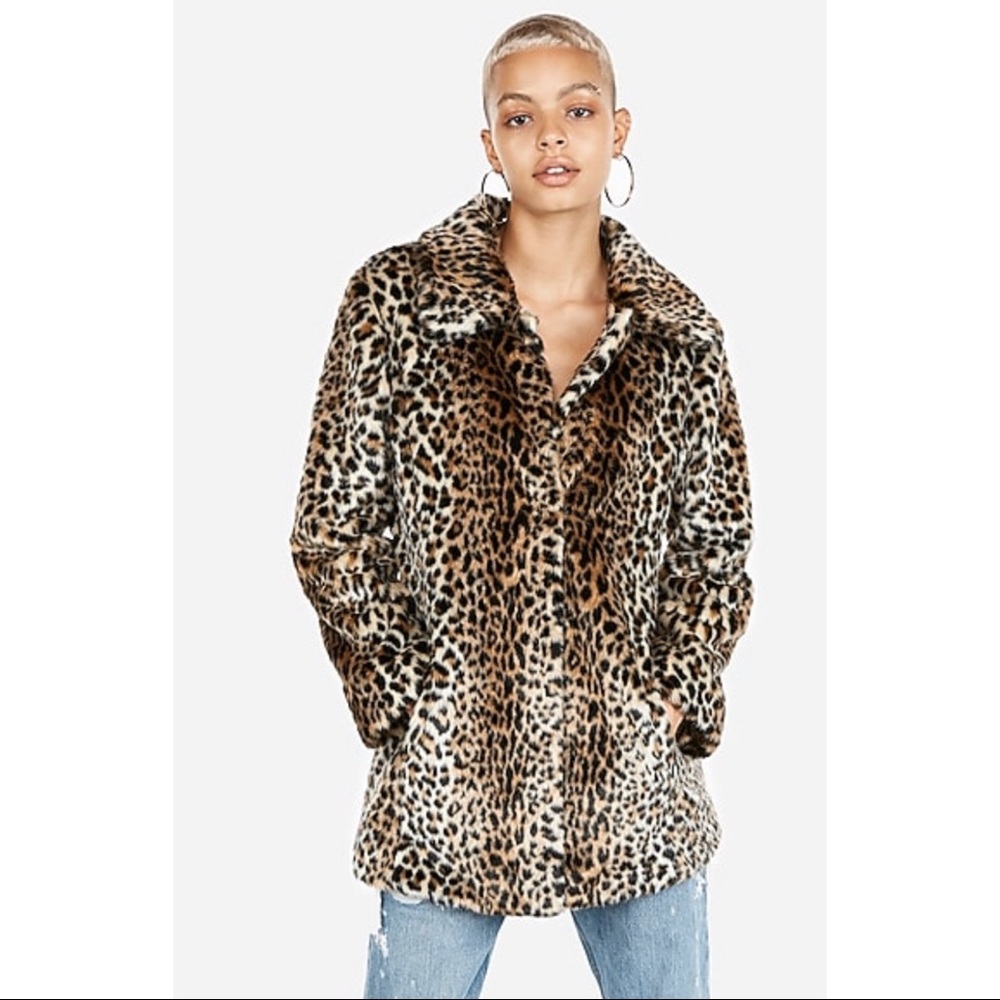 NWT [express] leopard print faux fur coat - Picture 6 of 7